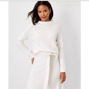 Ann Taylor Ivory Cowl Neck Sweater